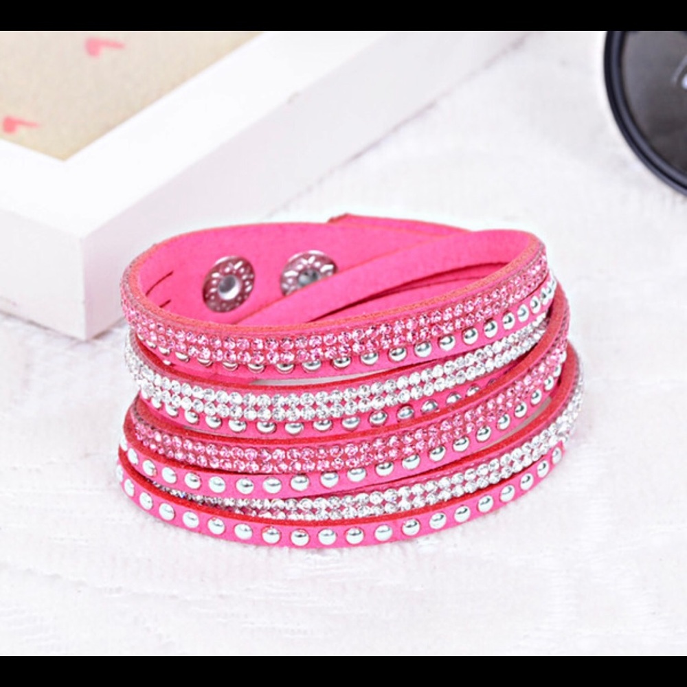Hot Pink Wrap Bracelet Snap Closure New